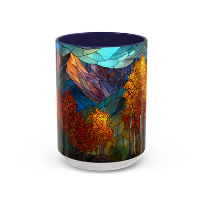 Autumn Mountain Stained Glass Effect Coffee Mug