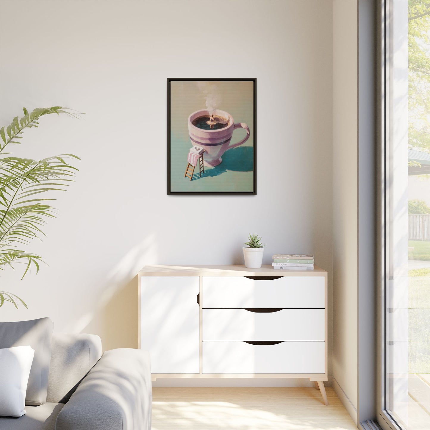 Funny Coffee Lover Framed Canvas Wall Art