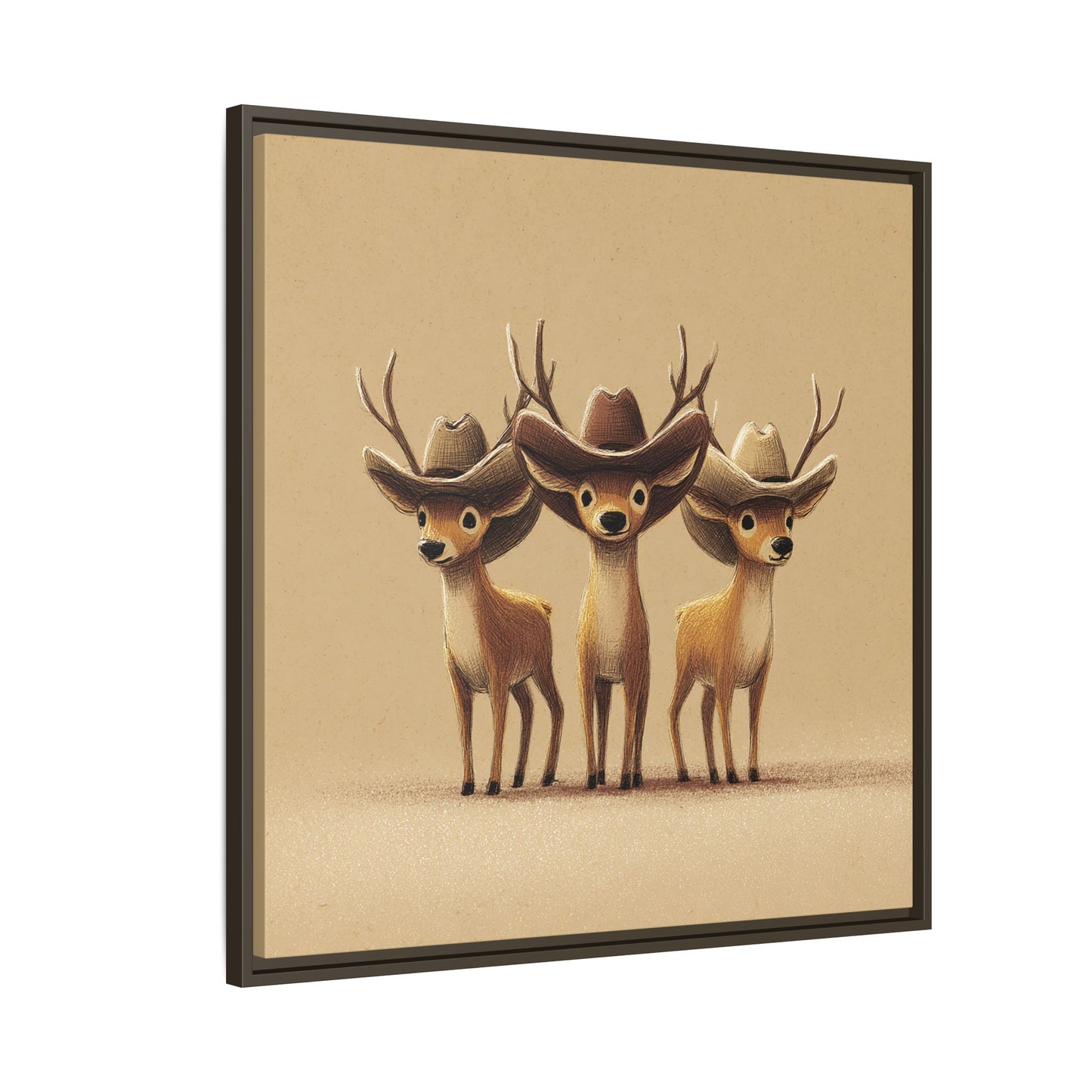 Cowboy Reindeers Christmas Framed Canvas Wall Art