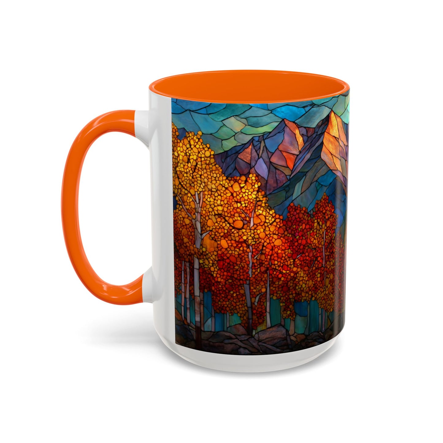 Autumn Mountain Stained Glass Effect Coffee Mug