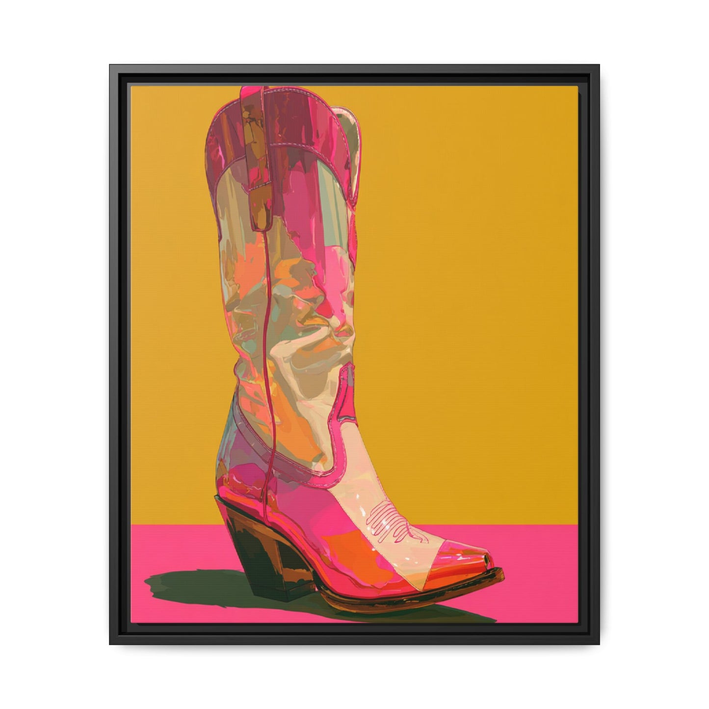 Retro Western Themed Framed Canvas Wall Art