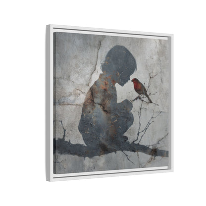 Child Silhouette Square Framed Canvas Wall Art