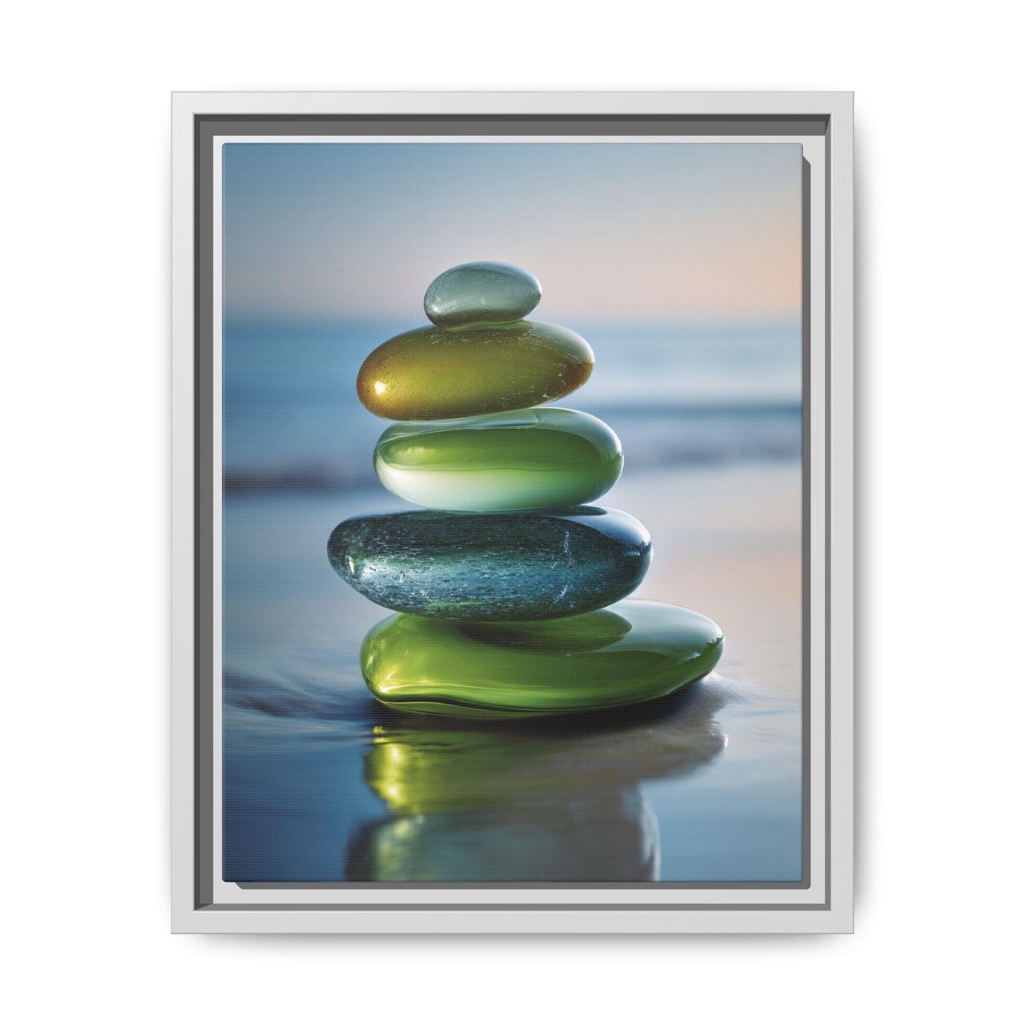Calming Green Stones Framed Canvas Wall Art