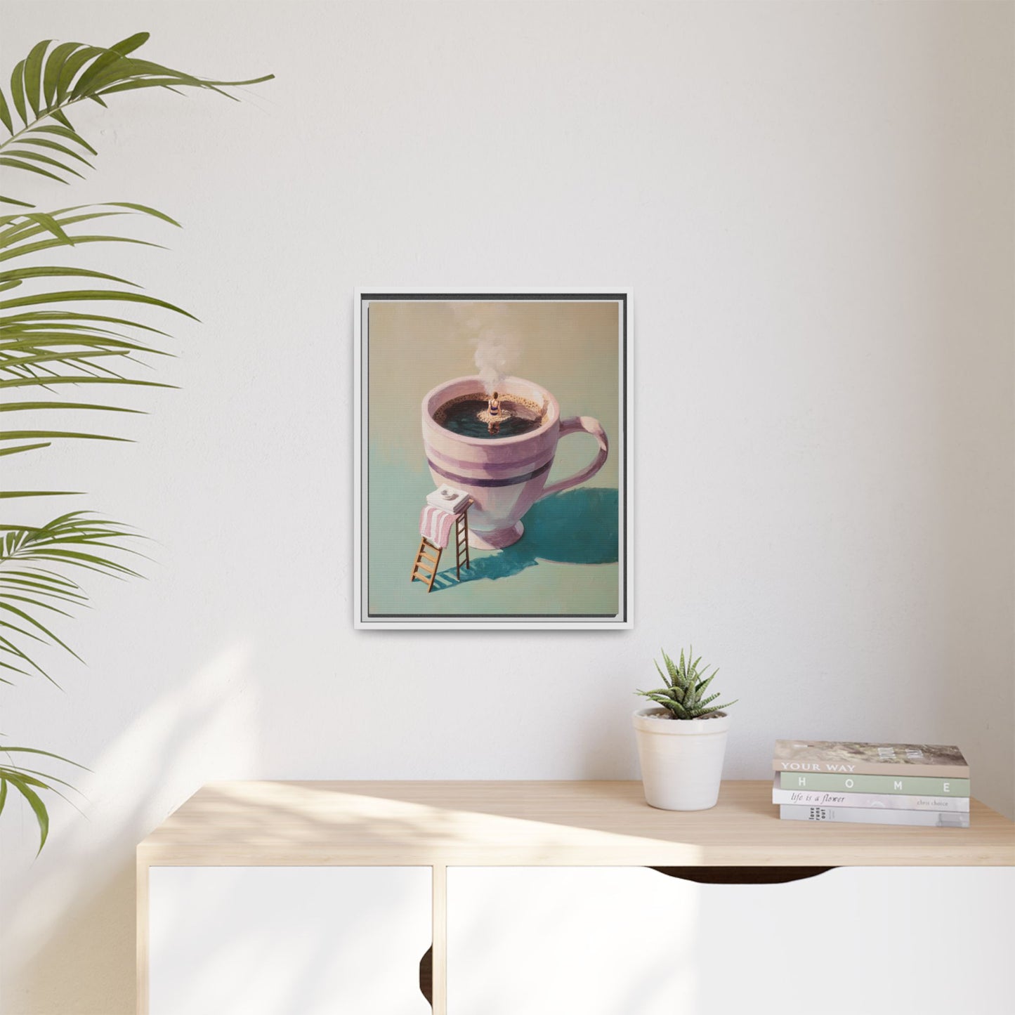 Funny Coffee Lover Framed Canvas Wall Art