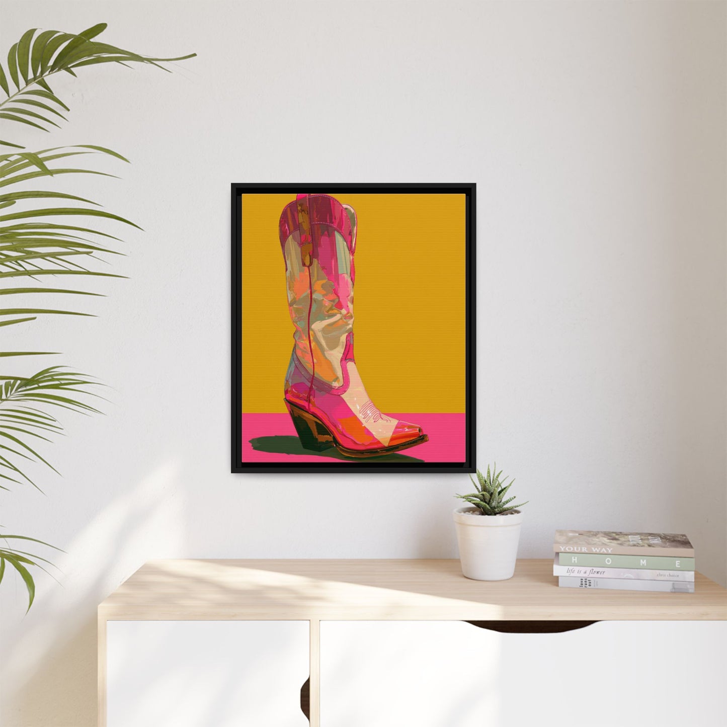 Retro Western Themed Framed Canvas Wall Art