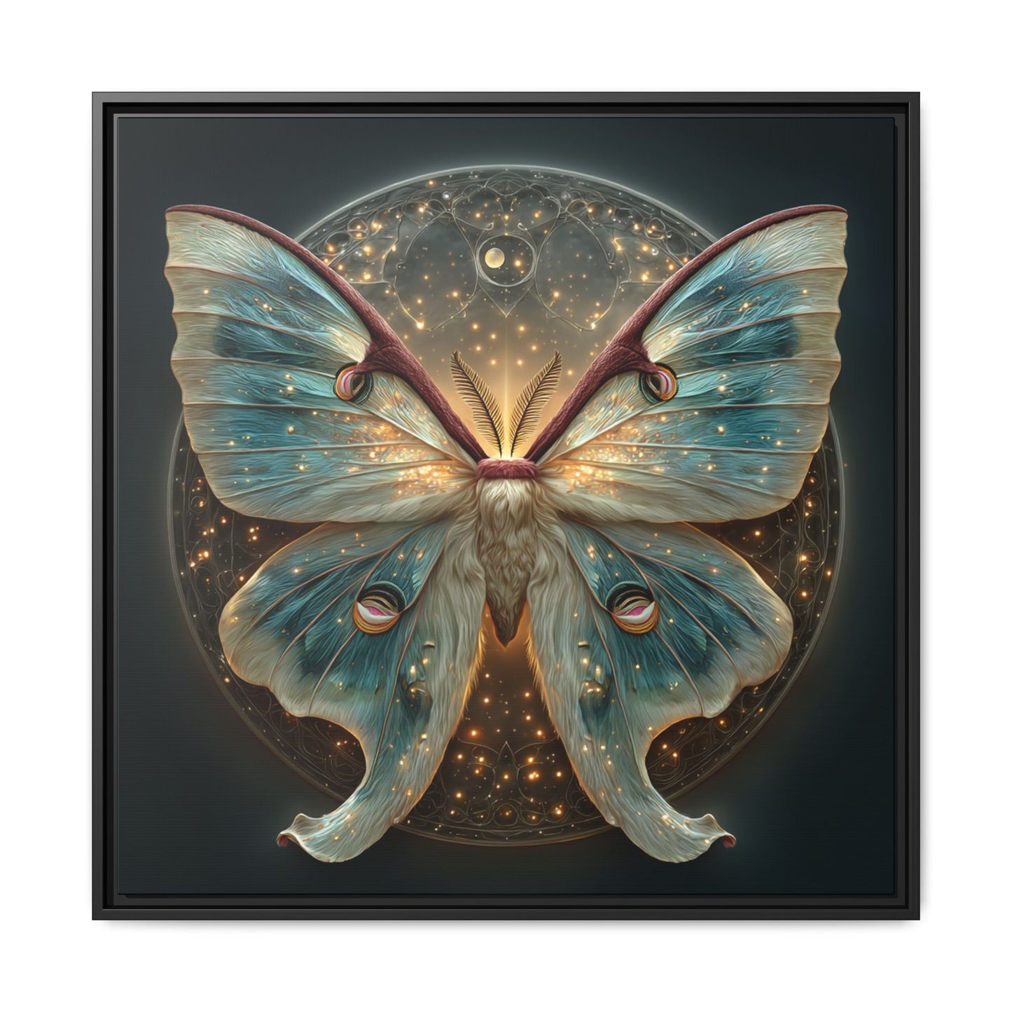 Luna Moth Square Framed Canvas Wall Art