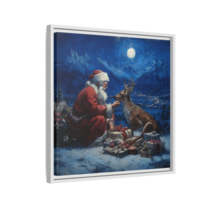Dramatic Santa Claus Reindeer Christmas Framed Canvas Wall Art