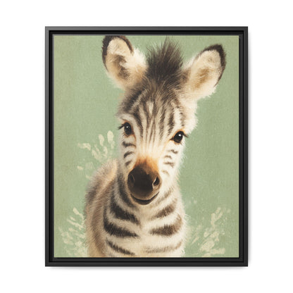 Baby Zebra Nursery Framed Canvas Wall Art