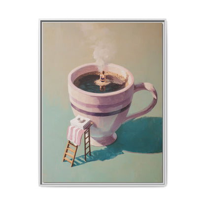 Funny Coffee Lover Framed Canvas Wall Art