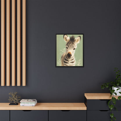 Baby Zebra Nursery Framed Canvas Wall Art