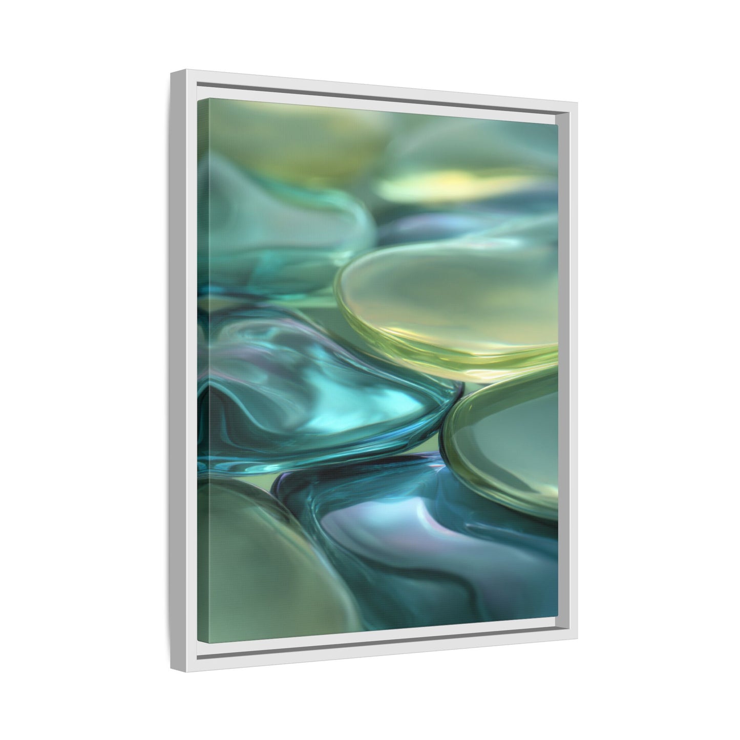 Abstract Green Stones Framed Canvas Wall Art