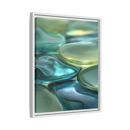 Abstract Green Stones Framed Canvas Wall Art