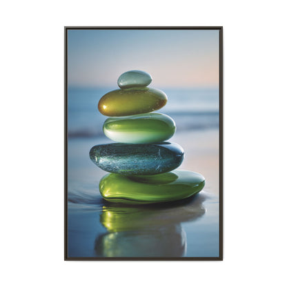 Calming Green Stones Framed Canvas Wall Art