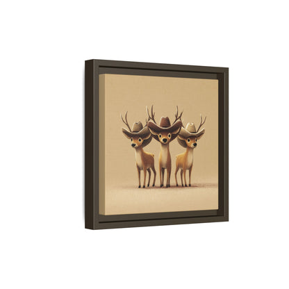 Cowboy Reindeers Christmas Framed Canvas Wall Art