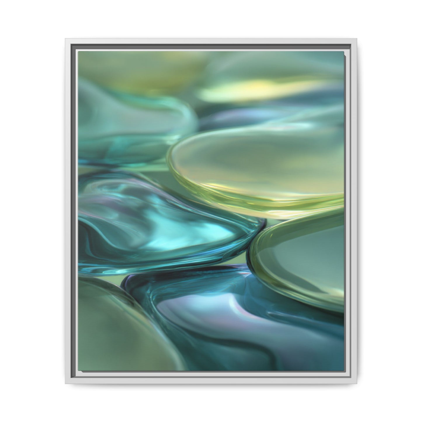 Abstract Green Stones Framed Canvas Wall Art