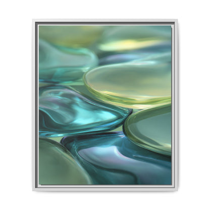 Abstract Green Stones Framed Canvas Wall Art