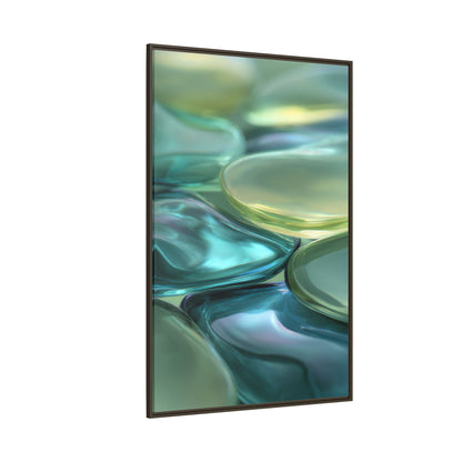 Abstract Green Stones Framed Canvas Wall Art