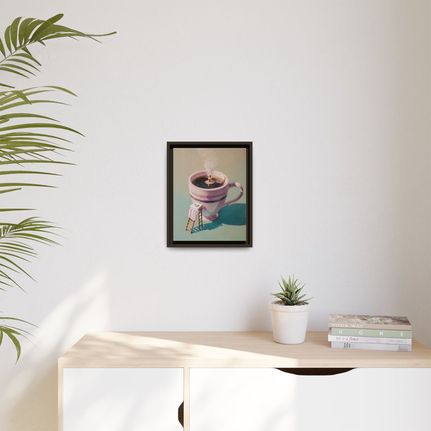 Funny Coffee Lover Framed Canvas Wall Art