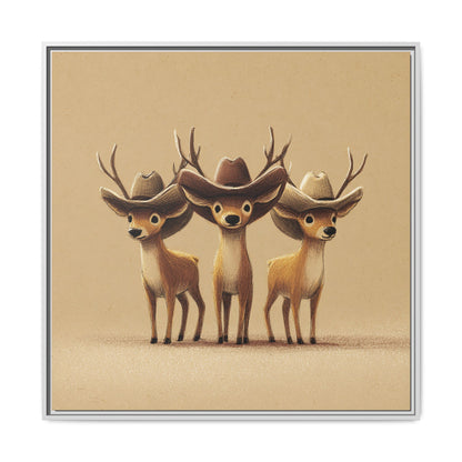 Cowboy Reindeers Christmas Framed Canvas Wall Art