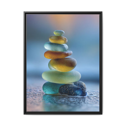 Calming Green Stones Framed Canvas Wall Art