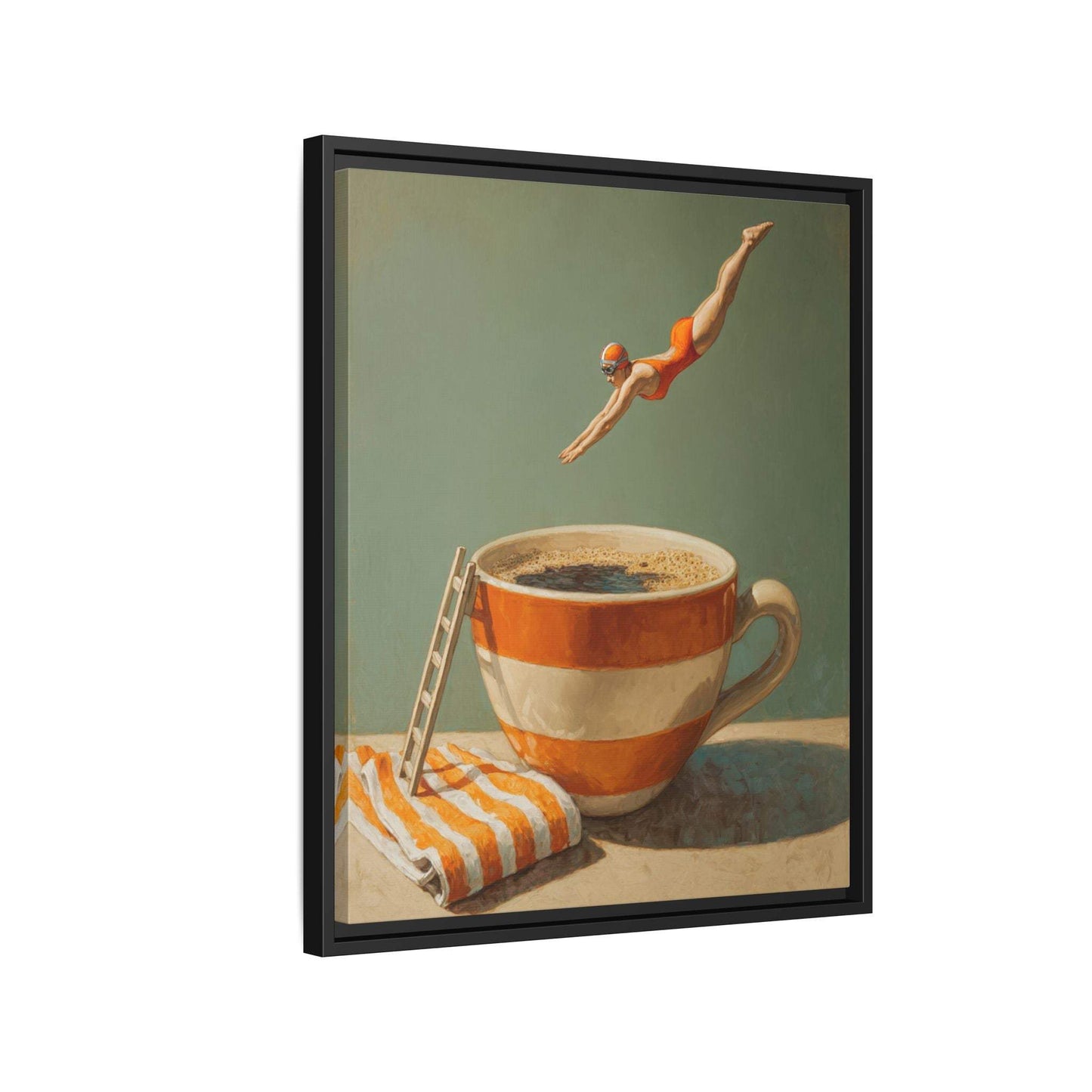 Retro Coffee Lover Framed Canvas