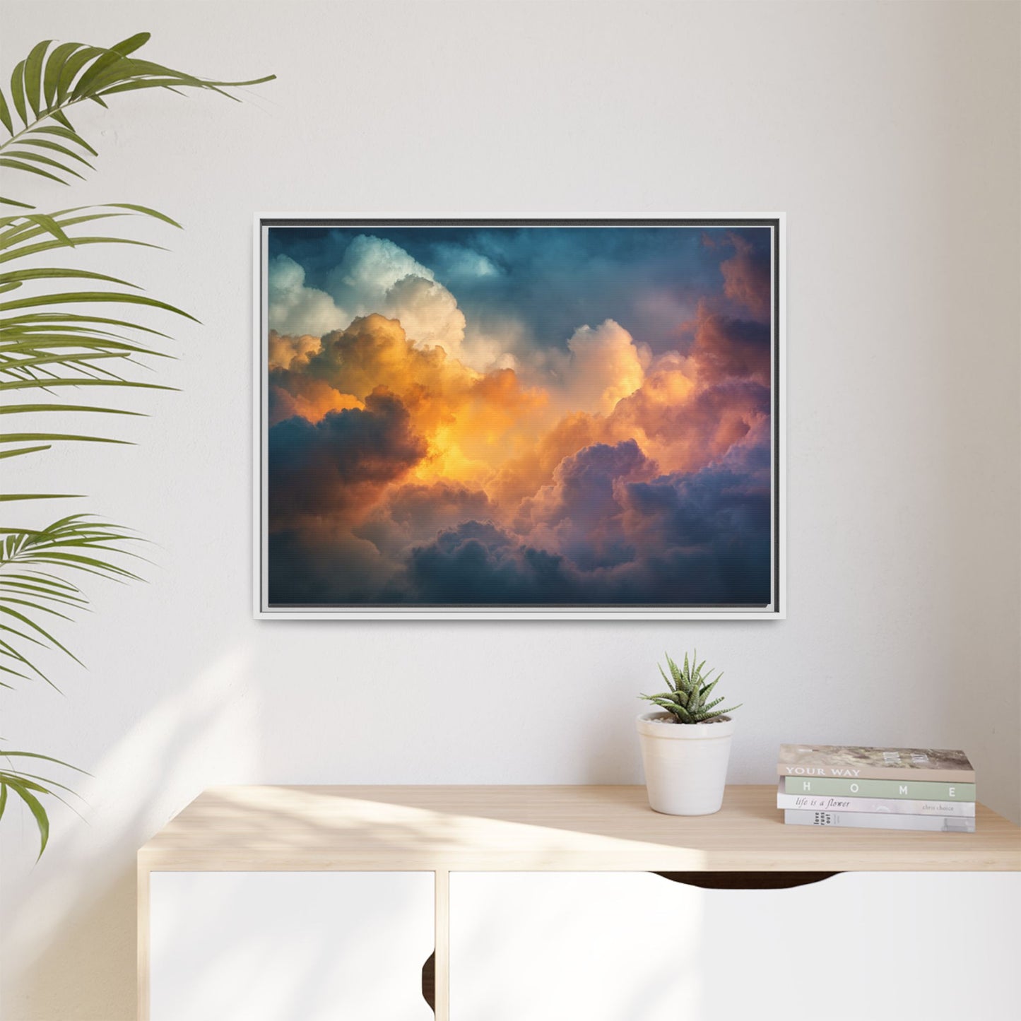 Calming Sky Cloud Framed Canvas Wall Art