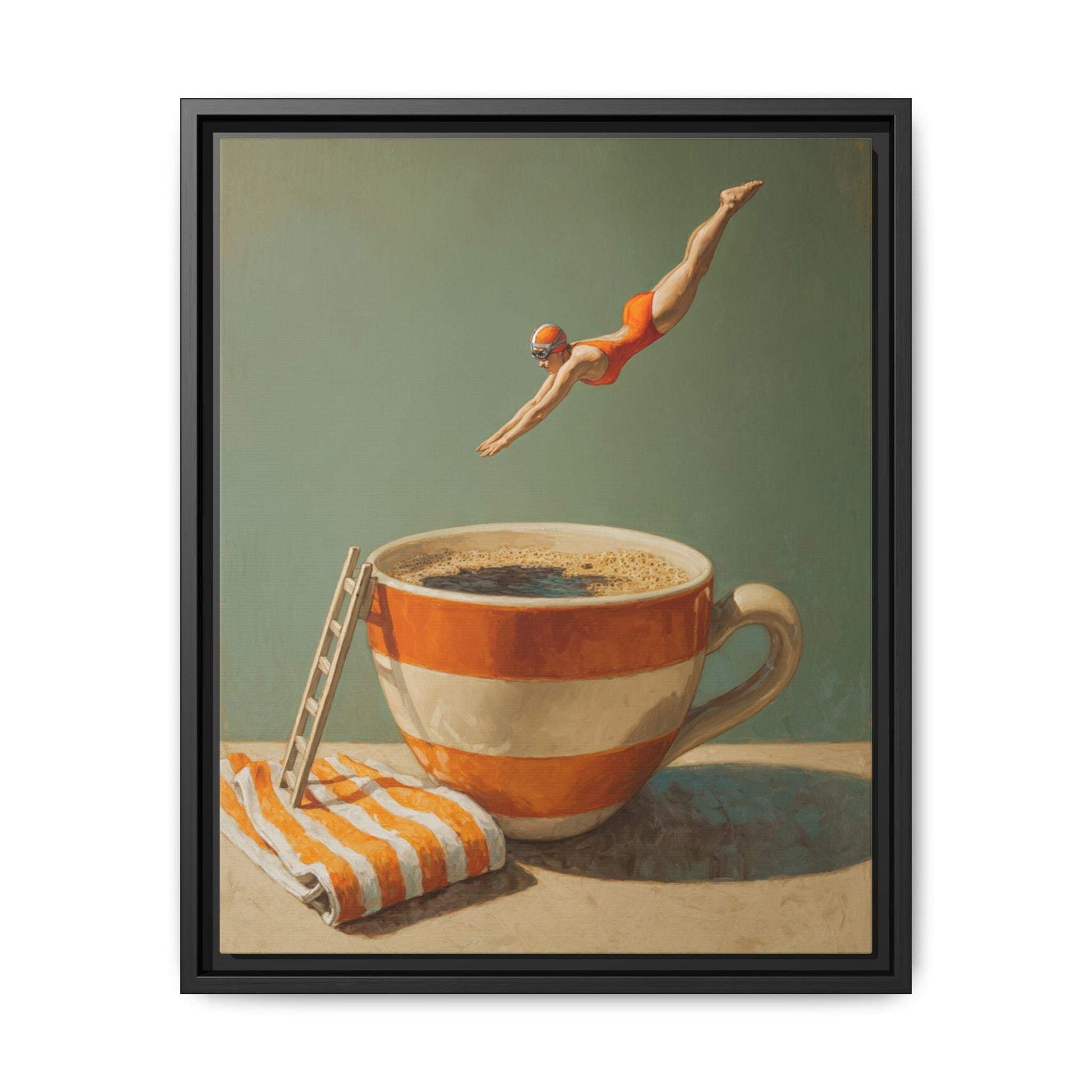 Retro Coffee Lover Framed Canvas
