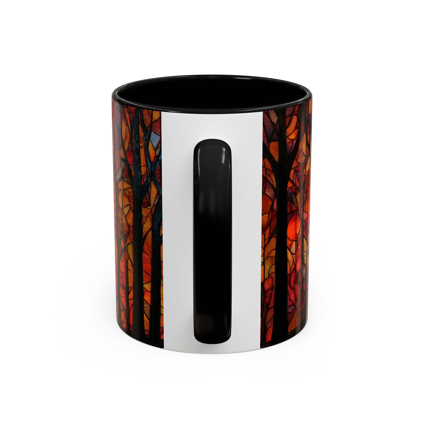 Autumn and Black Cat Stained Glass Effect Mug
