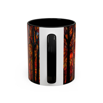 Autumn and Black Cat Stained Glass Effect Mug