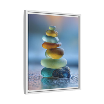 Calming Green Stones Framed Canvas Wall Art