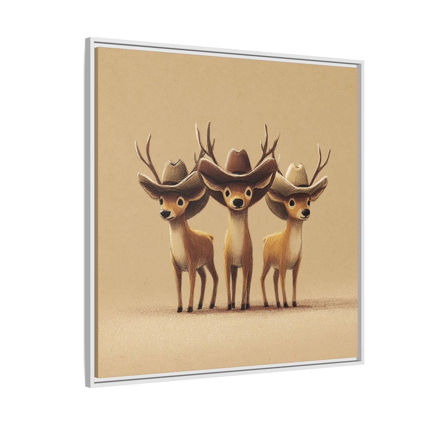 Cowboy Reindeers Christmas Framed Canvas Wall Art