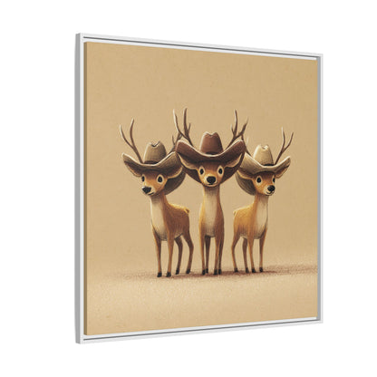 Cowboy Reindeers Christmas Framed Canvas Wall Art