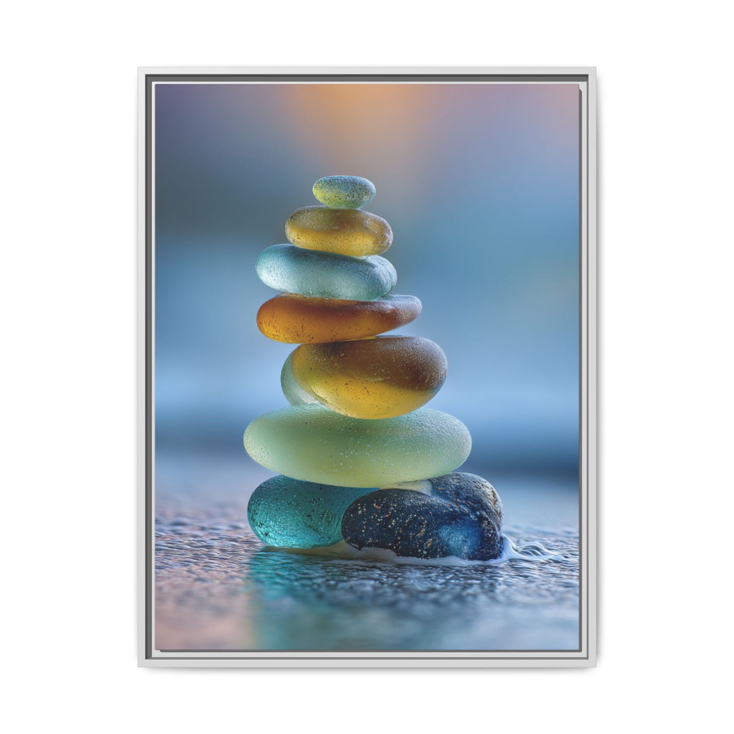 Calming Green Stones Framed Canvas Wall Art