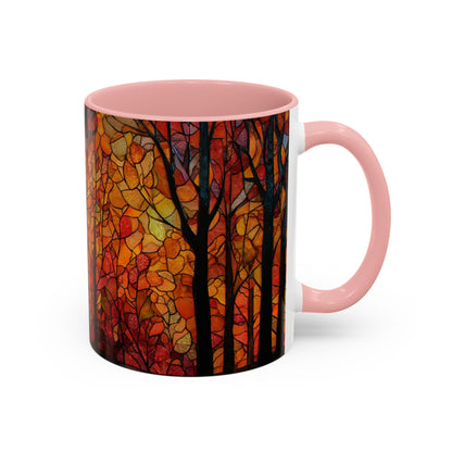 Autumn and Black Cat Stained Glass Effect Mug