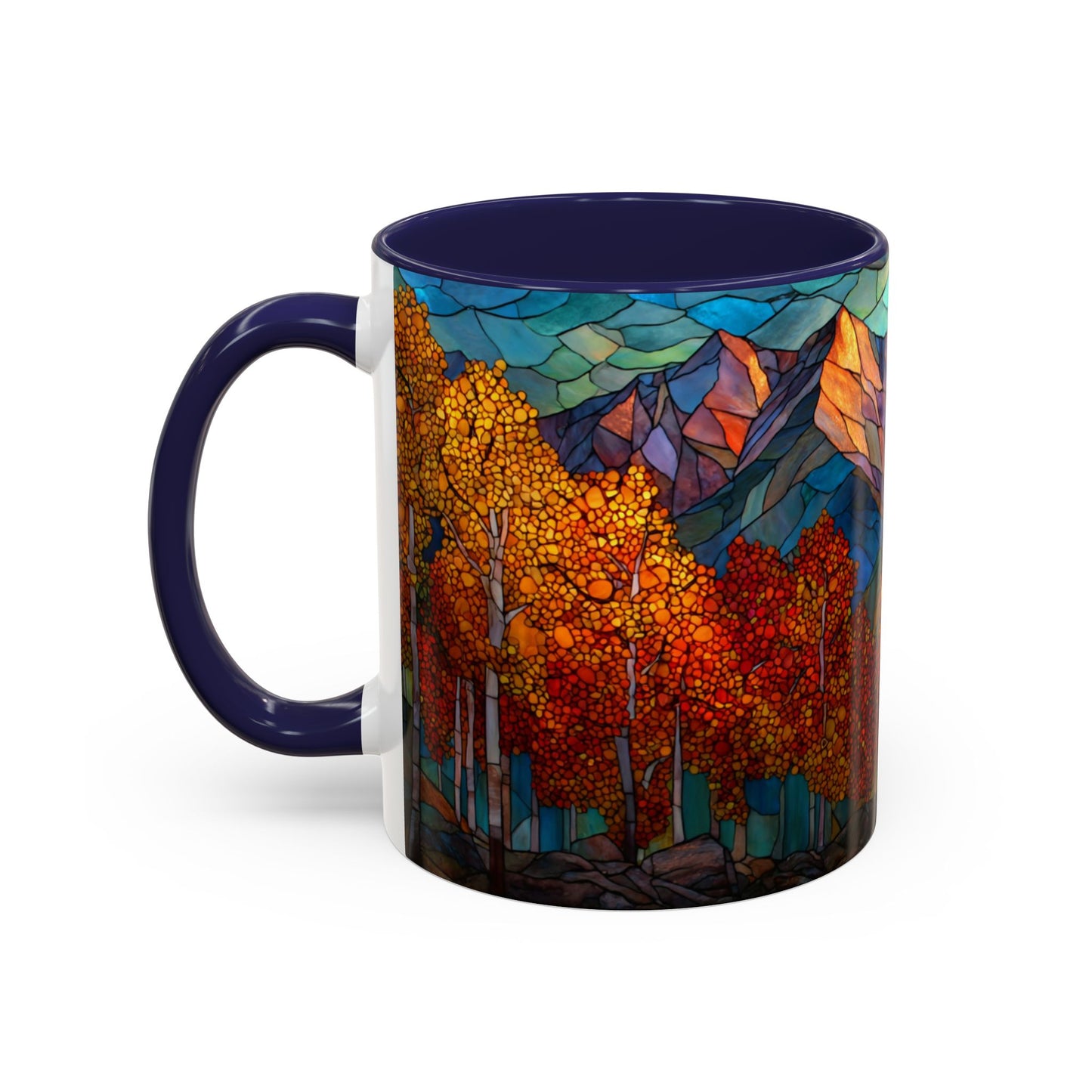 Autumn Mountain Stained Glass Effect Coffee Mug