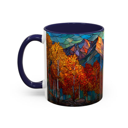 Autumn Mountain Stained Glass Effect Coffee Mug