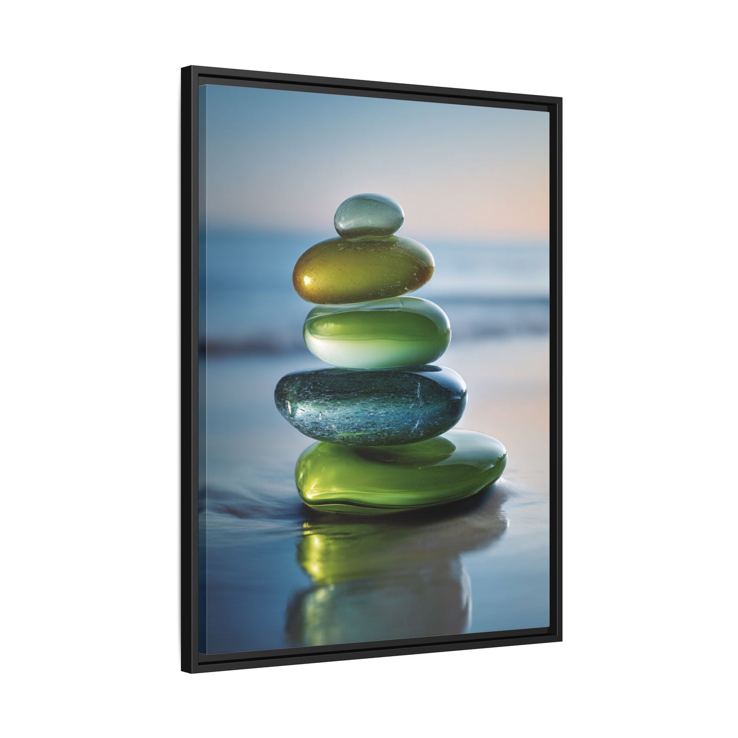 Calming Green Stones Framed Canvas Wall Art