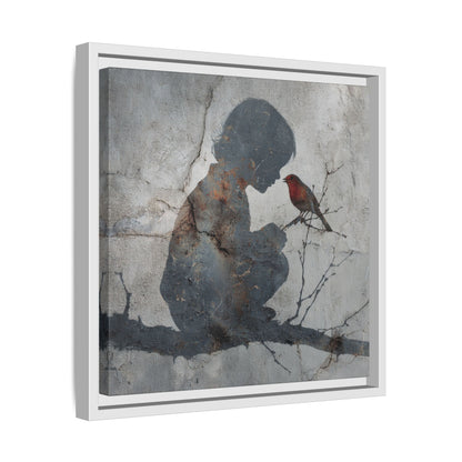 Child Silhouette Square Framed Canvas Wall Art