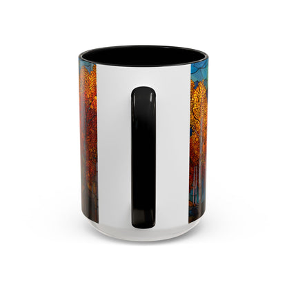 Autumn Mountain Stained Glass Effect Coffee Mug