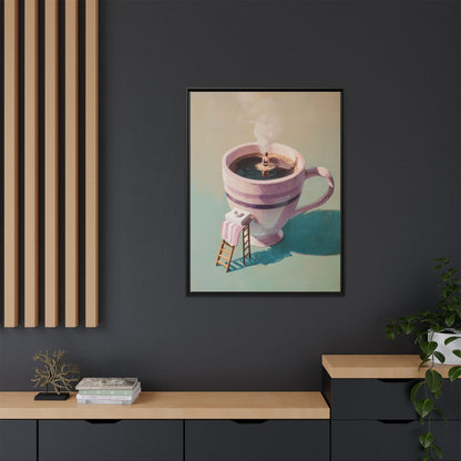 Funny Coffee Lover Framed Canvas Wall Art