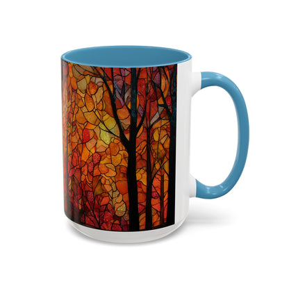 Autumn and Black Cat Stained Glass Effect Mug