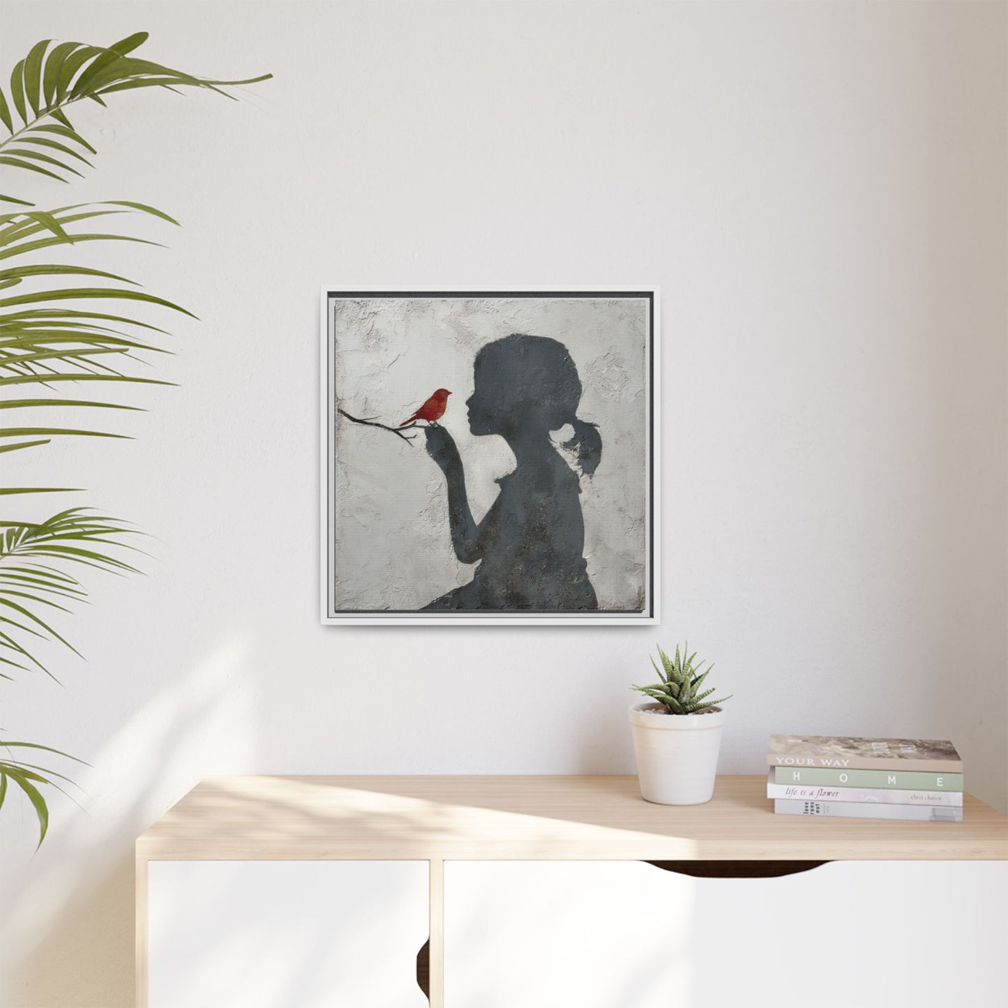 Child silhouette Square Framed Canvas Wall Art