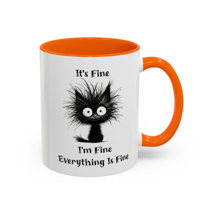 "It's Fine I'm Fine Everything Is Fine" Black Cat Mug
