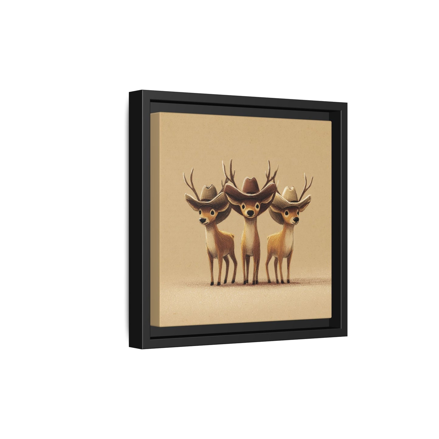 Cowboy Reindeers Christmas Framed Canvas Wall Art