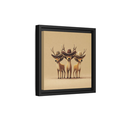 Cowboy Reindeers Christmas Framed Canvas Wall Art