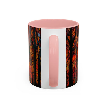 Autumn and Black Cat Stained Glass Effect Mug