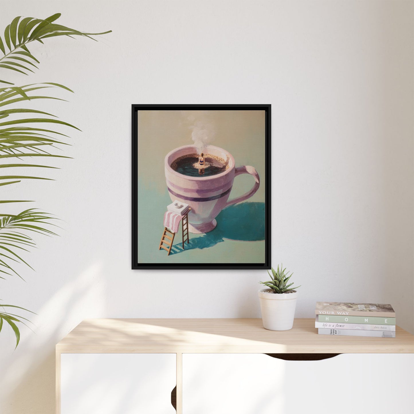 Funny Coffee Lover Framed Canvas Wall Art
