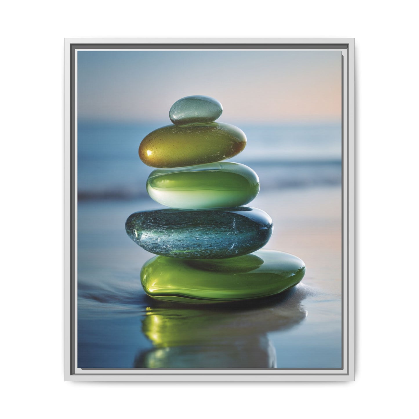 Calming Green Stones Framed Canvas Wall Art