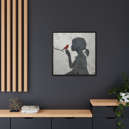 Child silhouette Square Framed Canvas Wall Art