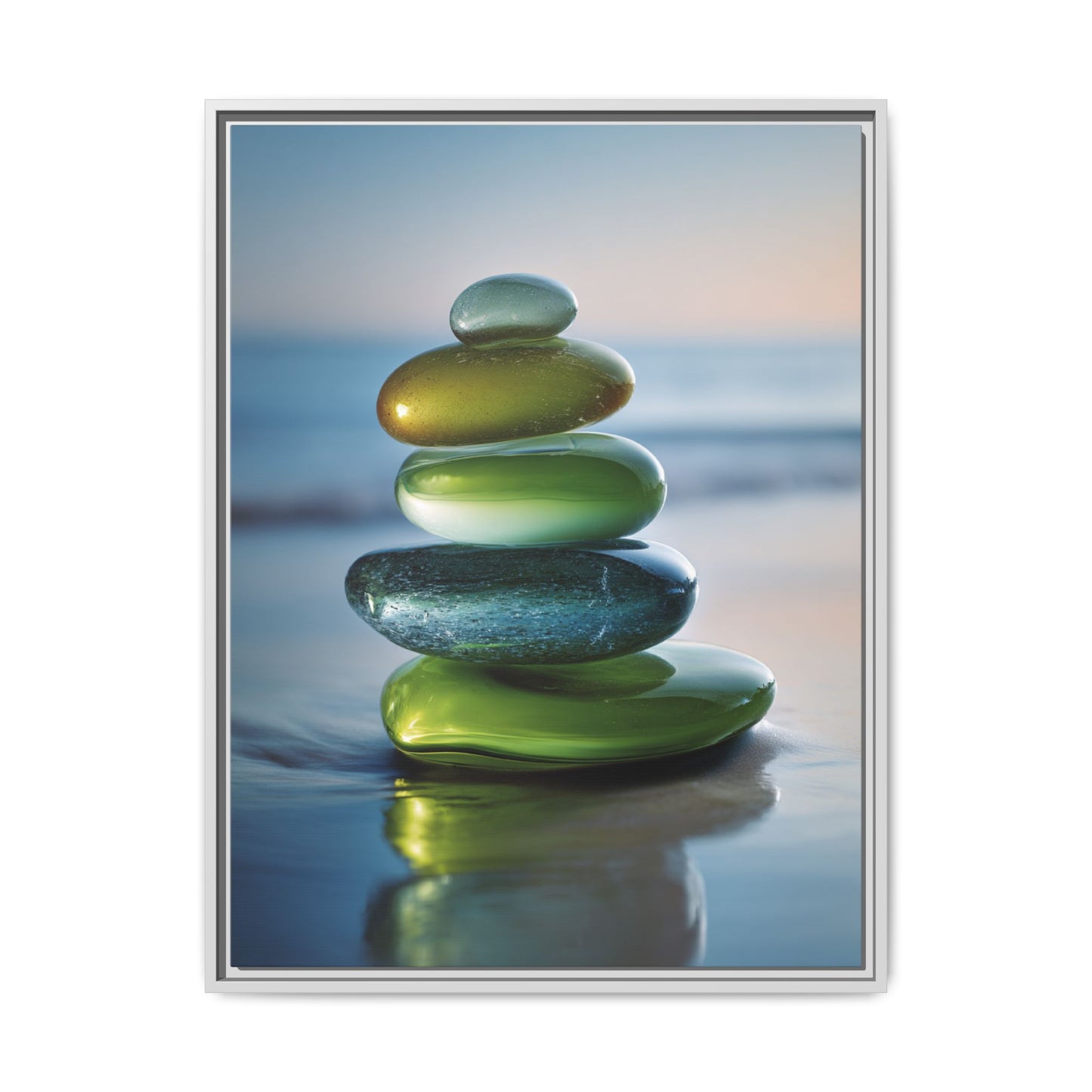 Calming Green Stones Framed Canvas Wall Art